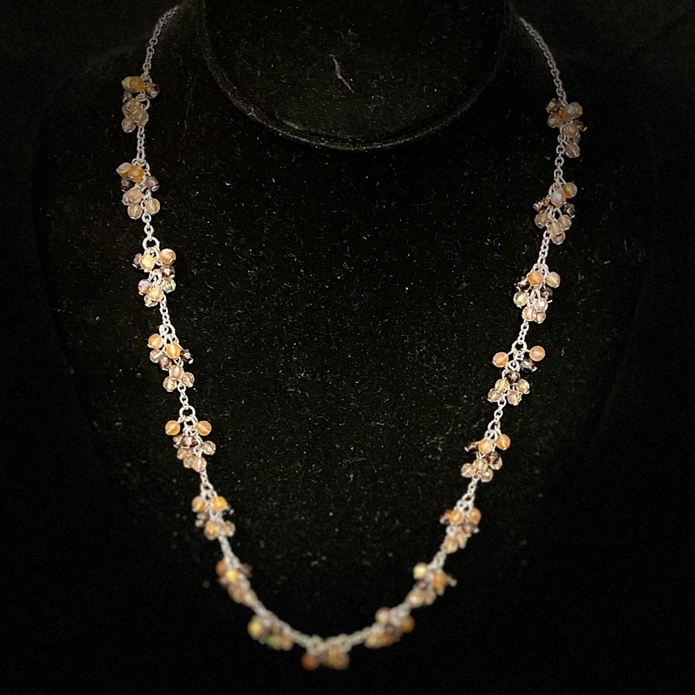Coldwater Creek 39" Silver Tone Necklace Multicolor Beads